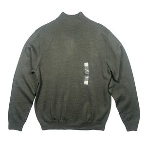 Linea Uomo Mock Neck Sweater Mens 2X Olive Green Merino Wool Blend